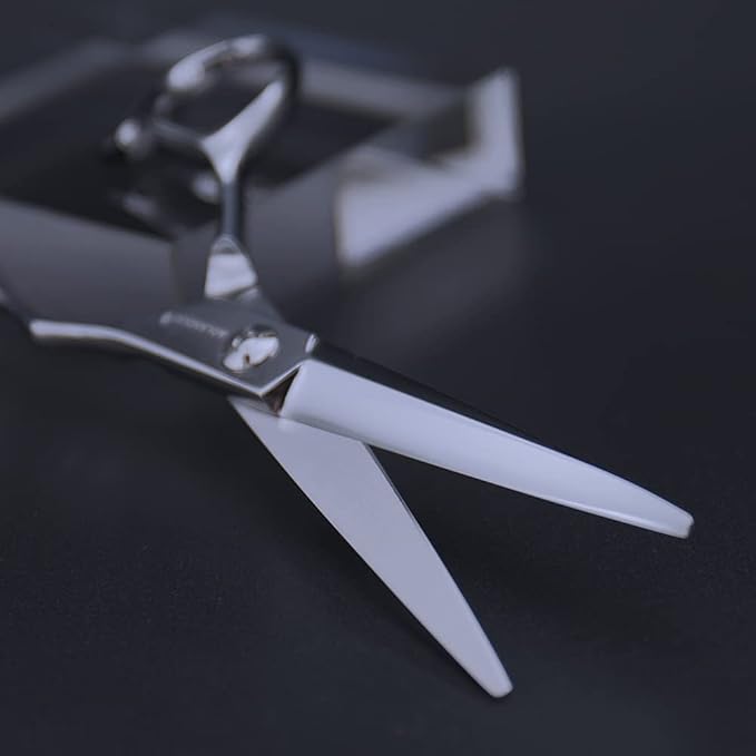 AOLANDUO Hair Scissors Professional Left Handed, VG10 Steel Left Handed Barber Shears, Razor Edge, Offset Ergonomic, Precision Hair Cutting Scissors for Salon & Home, 1 Count, 5.5 Inch