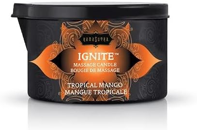 KAMA SUTRA Ignite Massage Candle with Coconut Oil and Soy Based Wax-Free Formula – Tropical Mango Scented, 6 oz/170 g