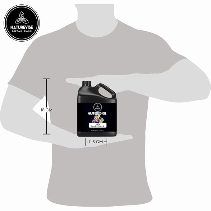 Naturevibe Botanicals Grapeseed Oil 32oz | 100% Pure Cold-Pressed & Lightweight Carrier Oil | Non-Greasy Natural Moisturizer for Skin, Hair, Face, Nails & Massage | Hexane-Free, Fresh & Versatile