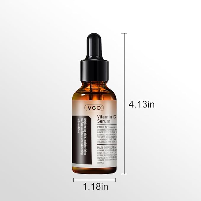 VGO Vitamin C Serum for Face, Vit C Anti Aging Serum with Hyaluronic Acid & Vitamina E, Deep Hydration Facial Care for All Skin Types, 1.01oz / 30ml