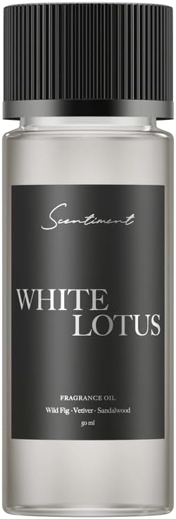 Scentiment Diffuser Oil - White Lotus | Aromatherapy Home Fragrance | Inspired by 5-Star Hotels | Luxurious Scent with Notes of Wild Fig, Vetiver, Almond, Sandalwood (50 mL)