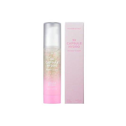 House of Hur 3X Capsule Hydro Booster Cream – 3-in-1 Hydrating Gel Cream + Primer – 8 Types Hyaluronic Acid, Hibiscus Collagen, Thyme + Green Tea – Non-Greasy – Korean Skincare – 1.69 fl oz (50 ml)