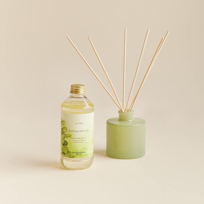 Thymes Reed Diffuser Oil Refill – Fragrance Oil for Diffuser Refill – Flameless Home Fragrance Products – Home Luxury Scents with Notes of Eucalyptus Oil, Lemon, & Bergamot (Eucalyptus, 7.75 fl oz)