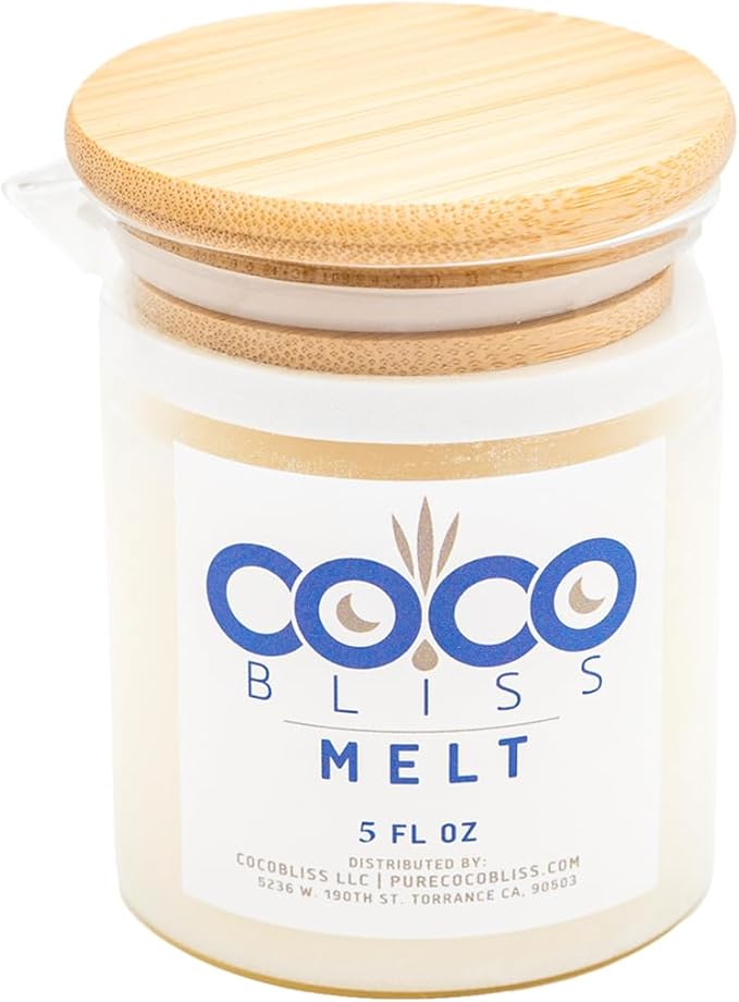 Coco Bliss Melt – Massage Candle Natural Coconut Moisturizing Body Oil Candle for Women & Men | Body Essential Oil Candle with Vanilla Scent, Vitamin E, Almond Oil & Cocoa Butter – 5oz