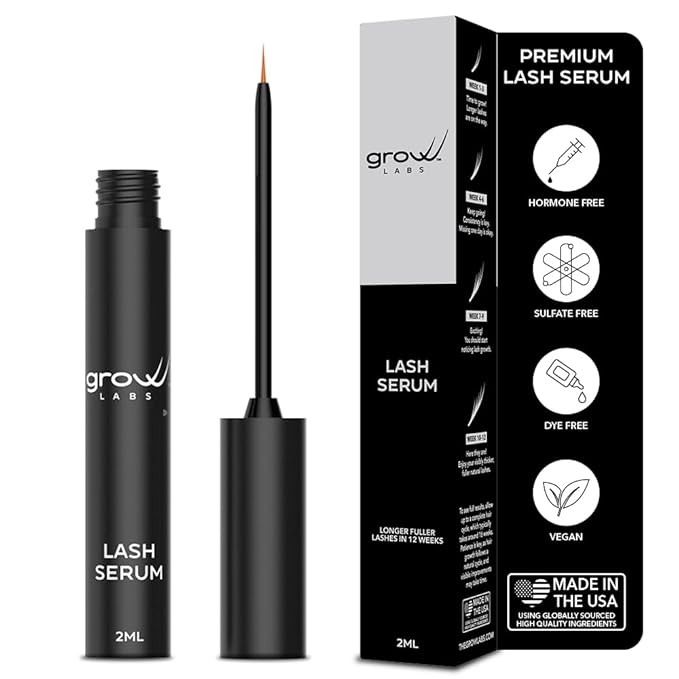 Lash Serum – Eyelash Enhancer with Peptides & Biotin – Strengthens, Nourishes & Defines Lashes for Longer, Fuller and Thicker Looking – Vegan Formula – Hormone-Free – Made in USA – 2 ml
