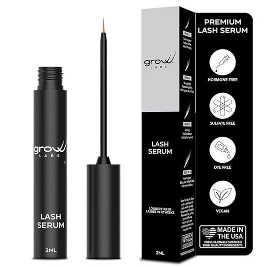 Lash Serum – Eyelash Enhancer with Peptides & Biotin – Strengthens, Nourishes & Defines Lashes for Longer, Fuller and Thicker Looking – Vegan Formula – Hormone-Free – Made in USA – 2 ml