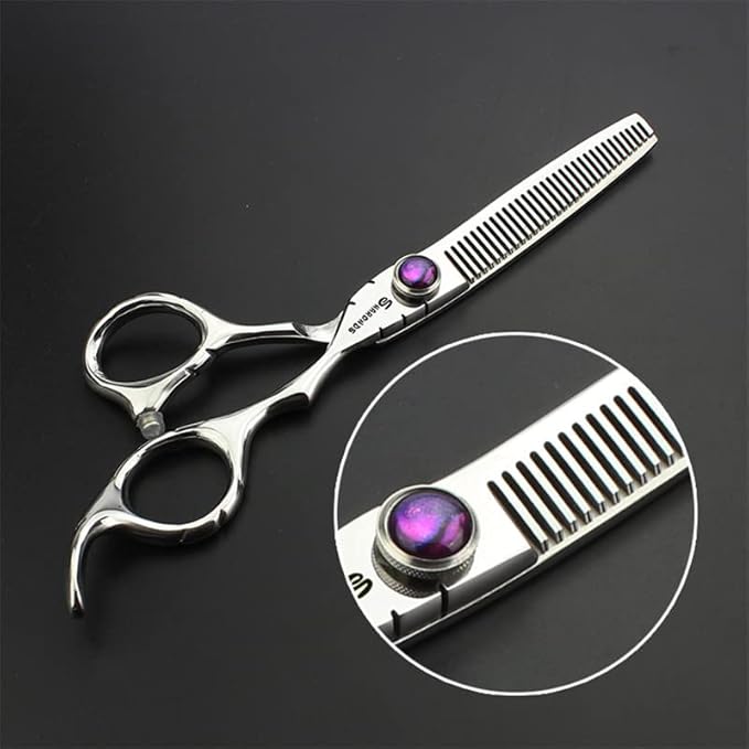 SHARONDS 6 Inch 440C High Hardness Stainless Steel Hair Scissors Hair Salon Hair Stylist Cutting Thinning Tool Barber Special (scissors set) (6 inch 2pc-B)