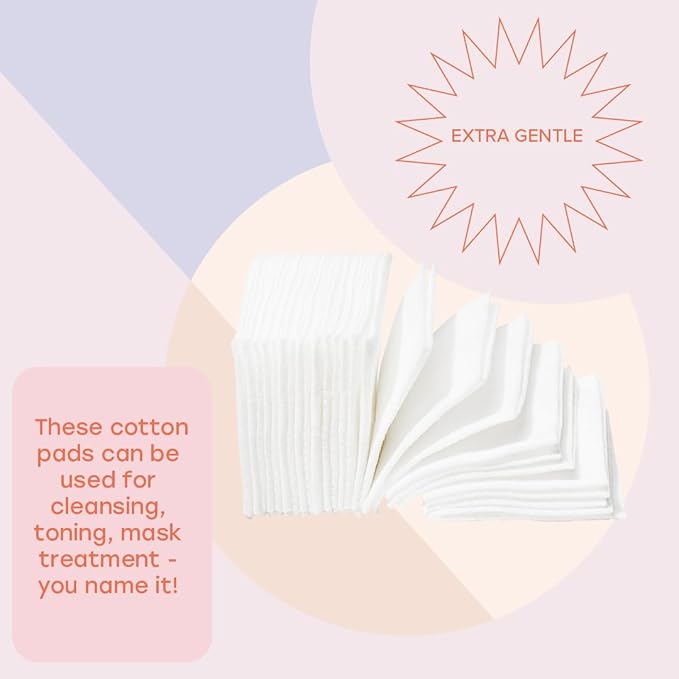 White Rabbit – Naked Cotton Classic – Premium 100% Cotton Pads for Toner Use, Makeup Remover, and Masks | Unbleached, Lint-Free, Extra Soft | Korean Skin Care Product (200 Count)