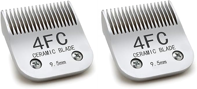 Docal 2 Pack 4FC Pet Dog Grooming Detachable Blades, Compatible with Size-4FC Cut Length 3/8"(9.5mm), Most A5, KM Series Clippers,Made of Ceramic Blade & Stainless Steel Blade