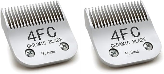 Docal 2 Pack 4FC Pet Dog Grooming Detachable Blades, Compatible with Size-4FC Cut Length 3/8"(9.5mm), Most A5, KM Series Clippers,Made of Ceramic Blade & Stainless Steel Blade