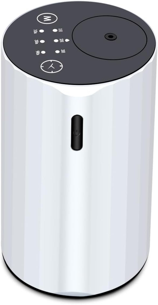 Waterless Essential Oil Diffuser Aromatherapy Scent Diffusers for Home Large Room, Bedroom, Car, Office, Desk, Battery Operated Mini Portable Air Freshener (White-2)