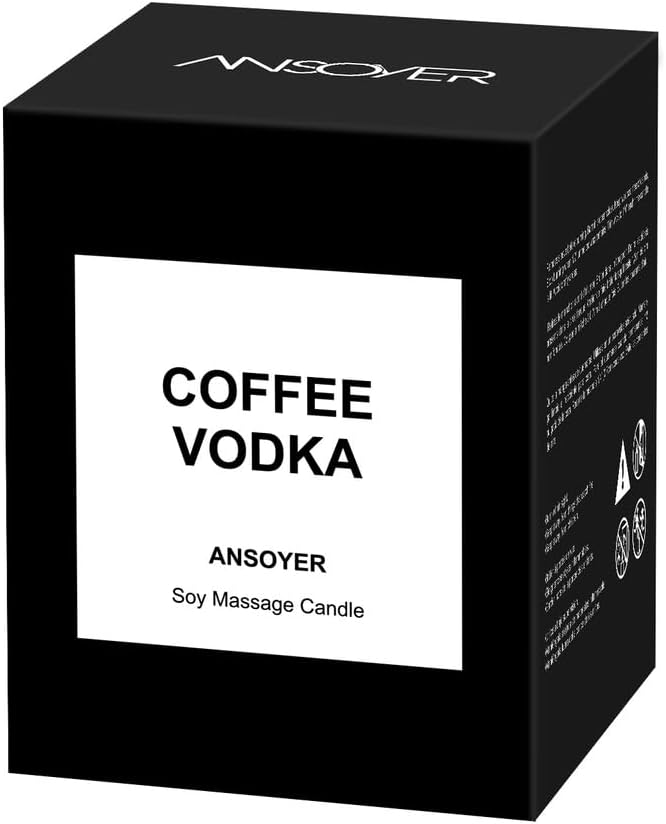 Massage Oil Candle, Romantic Gift SPA Use Home Scented Candle Body Oil, Ultra Hydrating Body Care with Soybean Oil, 4.5oz (Coffee Vodka)