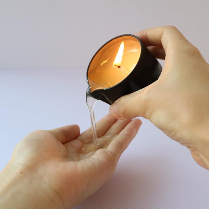 Soybean Wax Warming Massage Oil Candle for Stress Relief and Skin Moisturizing, Romantic Gift SPA Use Home Scented Candle Body Oil Caramel Whisky Scent 2.35 OZ