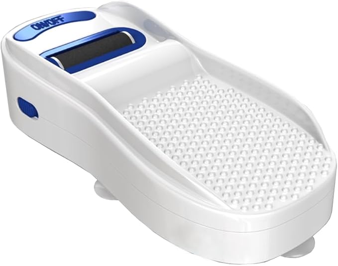 Pedi Polisher – Hands-Free Foot Exfoliator for Shower or Dry Use, Waterproof Smoother with 360 Spinning Buffer, Suction Base for Stability, at-Home Pedicure Tool