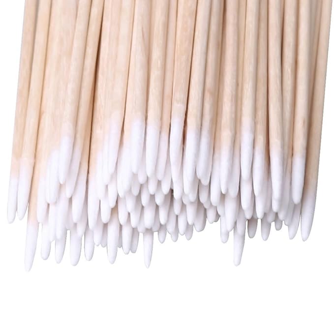 400pcs Pointed Cotton Swabs, 4 inch Precision Microblading Cotton Swab Cotton Sticks Applicator for Eyebrow Tattoo Beauty Make-up Nail Clean, Wood Handle Pointed Tip Head