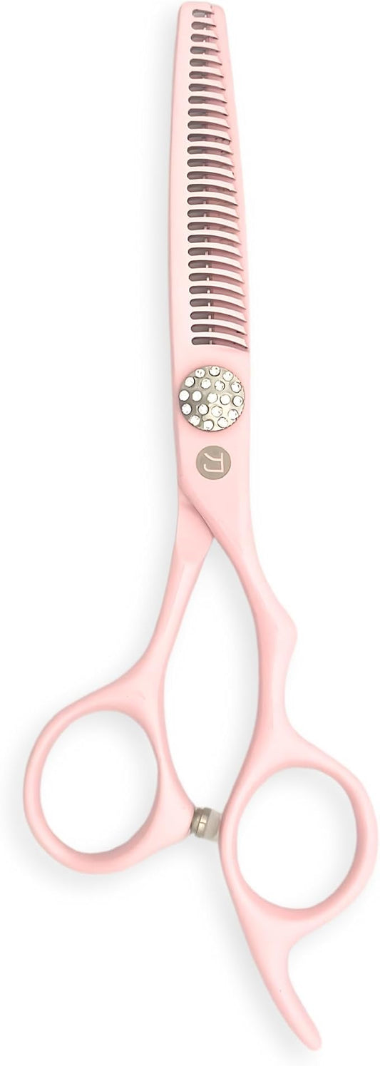 Pink Haircutting Scissors for Professional Use - 440C Stainless Steel w/Pink Titanium Finish - Sharp, Durable (5.5" Thinning Shears)