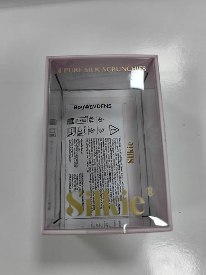 SILKIE x4 Set - Better than Satin - 100% Pure Mulberry Silk Black on Black Skinny Scrunchies Travel Pouch Everyday Hair Ties Elastics Hair Care Ponytail Holder No Damage (Noir)