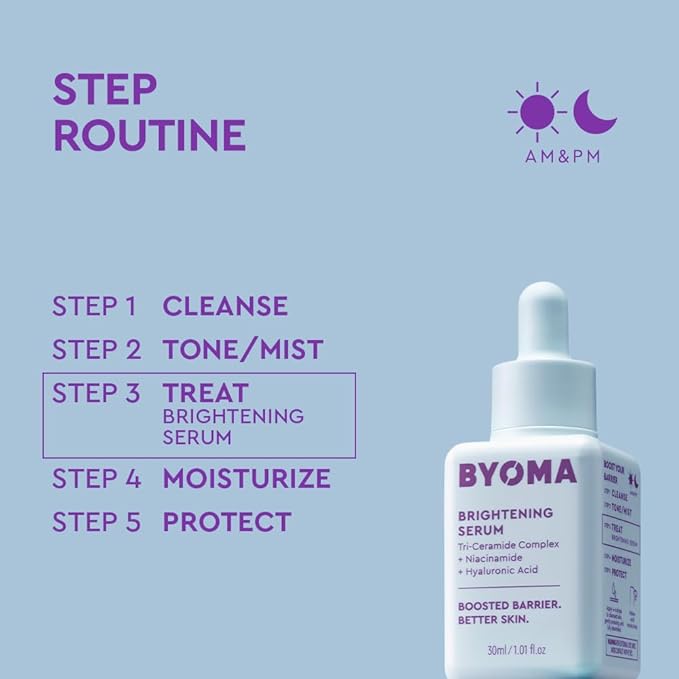 BYOMA Brightening Serum - Barrier Repair Serum - Brightening & Hydrating Face Serum with Hyaluronic Acid, Niacinamide & Ceramides - Hyaluronic Acid Serum For Face, Glowing, Radiant Skin - 1.01 fl. oz