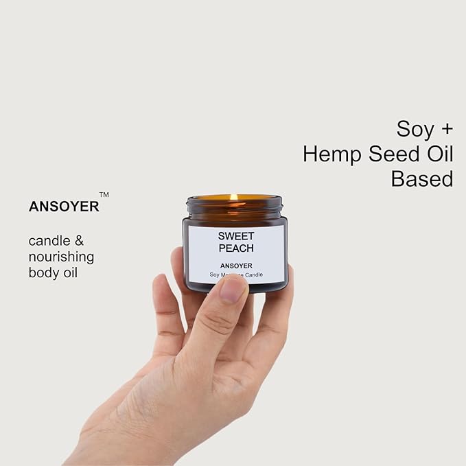 Mini Massage Candle for Body Oil - Portable Warm Oil Candle for Dry Skin Relief & Relaxation, Scented Candles for Women Self Care, Stocking Stuffer Gift - 1.77OZ (Sweet Peach)