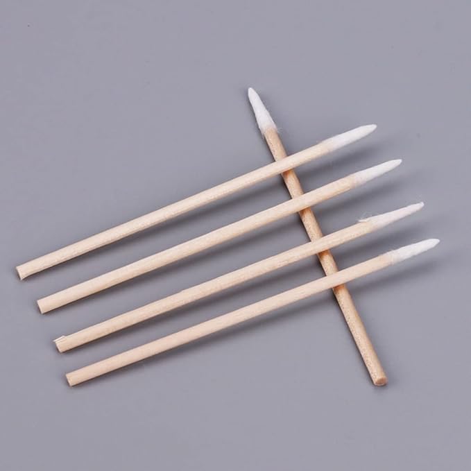 800pcs Pointed Cotton Swabs, 4 inch Precision Microblading Cotton Buds Cotton Sticks Applicator for Eyebrow Tattoo Beauty Make-up Nail Clean, Cosmetic use Wood Handle