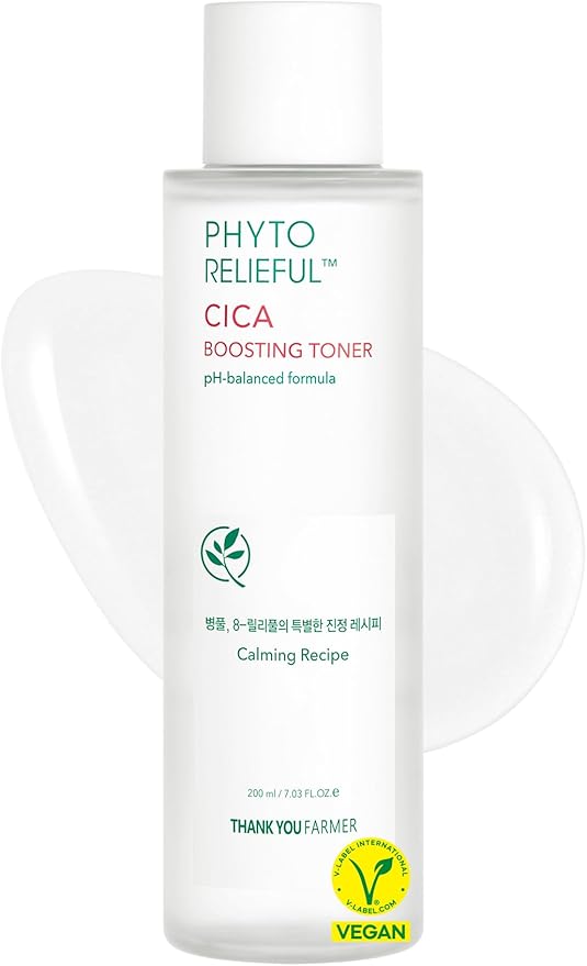 THANKYOU FARMER Phyto Relieful CICA PHA LHA Boosting Toner 7.03 fl oz (200ml), Dermatologist Tested, Alcohol-Free Liquid Exfoliant for Face, Oil-Free Hydrating Toner, Vegan, Fragrance-Free - Aurabelle