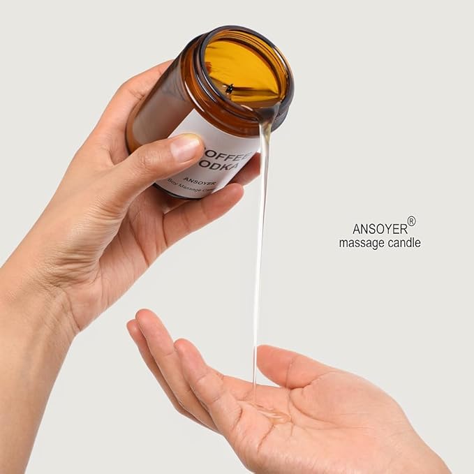 Massage Oil Candle, Romantic Gift SPA Use Home Scented Candle Body Oil, Ultra Hydrating Body Care with Soybean Oil, 4.5oz (Coffee Vodka)