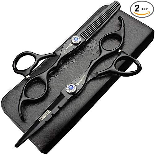SHARONDS 6 Inch 440C High Hardness Stainless Steel Hair Scissors Hair Salon Hair Stylist Cutting Thinning Tool Barber Special (scissors set) (6 inch 2pc-A)