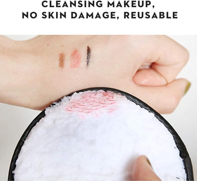 Vtrem 3 Colors Makeup Remover Pads: Reusable Rounds Soft Facial Cleaning Puffs Towels Double-Side Washable Make Up Removing Cloth Microfiber Multi-Function, White, Pink, Brown