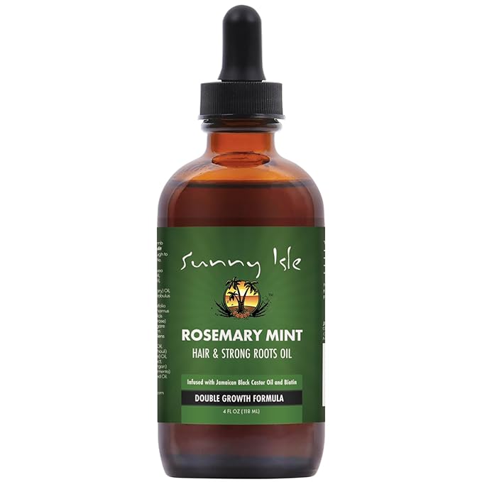 Sunny Isle Rosemary Mint Hair and Strong Roots Oil 4oz | Infused with Biotin & Jamaican Black Castor Oil | Strengthen and Nourish Hair Follicles | Dry Scalp, Split Ends