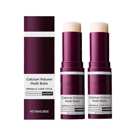 Calcium Volume Multi Balm, Wrinkle Core Stick, Collagen Moisturing Stick, Hydrating, Almond & Vitamin E for Lip Balm Eye Cream Neck. 2pcs