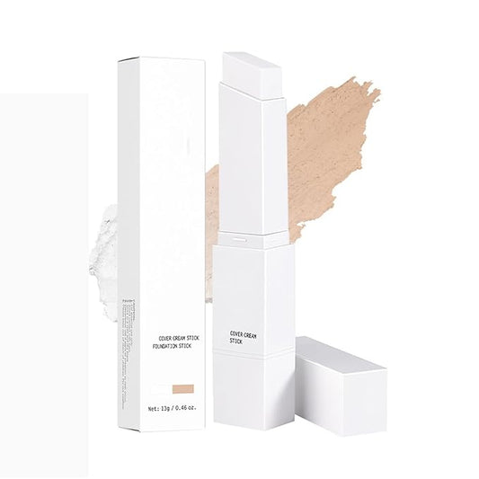 AKARY Cover Cream Stick, Color Changing Foundation Stick, Moisturizing Skin Matching Cover Cream with Medium to Full Coverage Dewy Finish Base Makeup, Dual-Ended with SoftBrush, #2 Light