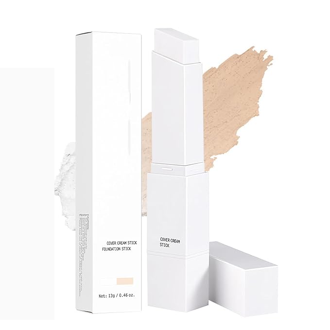 AKARY Blance Cover Cream Stick, Korean Portable Color Changing Foundation Stick, Hydrating Concealer Base Makeup, Dual-Ended with Brush, Portable Blur Pores Even Skin Tone for All Skin Types, #1 Fair
