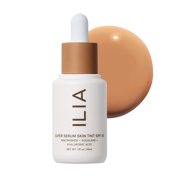 ILIA - Super Serum Skin Tint SPF 40 | Non-Comedogenic, Vegan, Lightweight to Help Against Blue Light, + Pollution while Hydrating, Smoothing, + Refining (Kokkini ST12, 1 fl oz | 30 ml)
