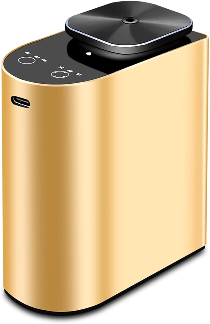 Waterless Essential Oil Diffuser，4000 mAh Large Battery, max 120ml Capacity, Suitable for Hotels, Large Rooms, Offices, bedrooms，Aluminum Alloy Desktop Scent Diffuser (Golden)