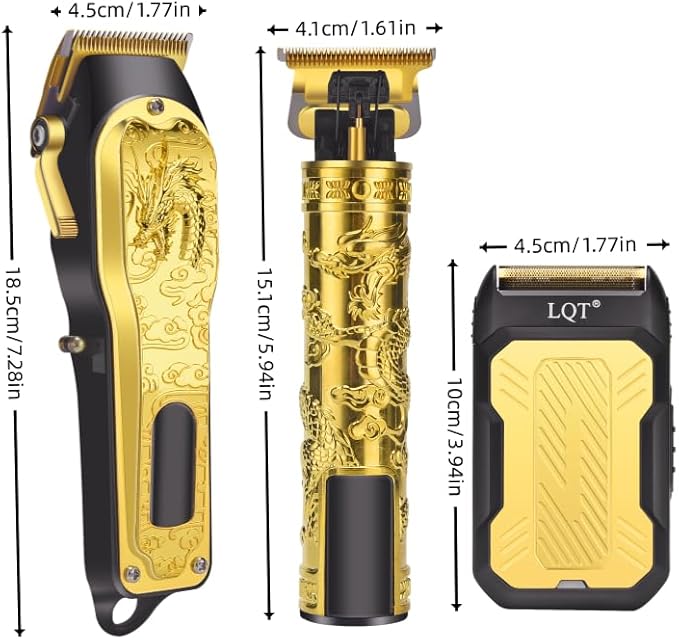 Professional 3-in-1 Haircut and Shaving Set, Gold Design LED Display 17 Accessories + Travel Storage Box, Equipped with Large Capacity Battery, Holiday Gift, Men's Gift