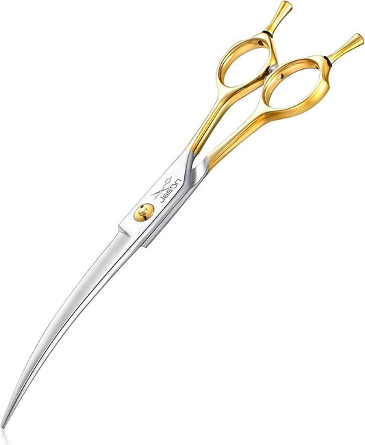 JASON 7.5 Inch Curved Scissors for Dog Grooming Professional Downward Curved Pet Face Trimming Shears with Symmetric Handle Sharp Comfortable Christmas Gift