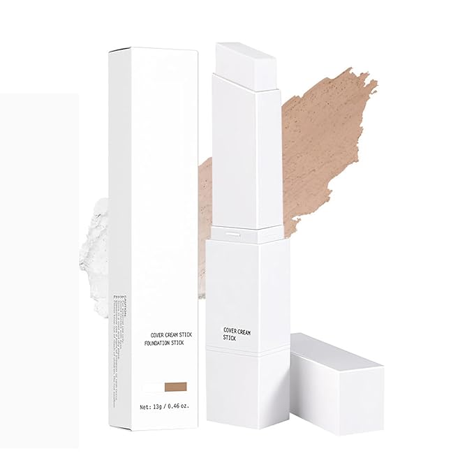 AKARY Cover Cream Stick, Color Changing Foundation Stick, Moisturizing Skin Matching Cover Cream with Medium to Full Coverage Dewy Finish Base Makeup, Dual-Ended with SoftBrush, #4 Medium