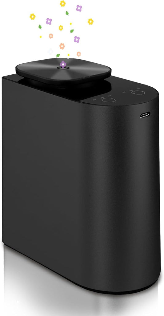 Waterless Essential Oil Diffuser，4000 mAh Large Battery, max 120ml Capacity, Suitable for Hotels, Large Rooms, Offices, bedrooms，Aluminum Alloy Desktop Scent Diffuser (Black)