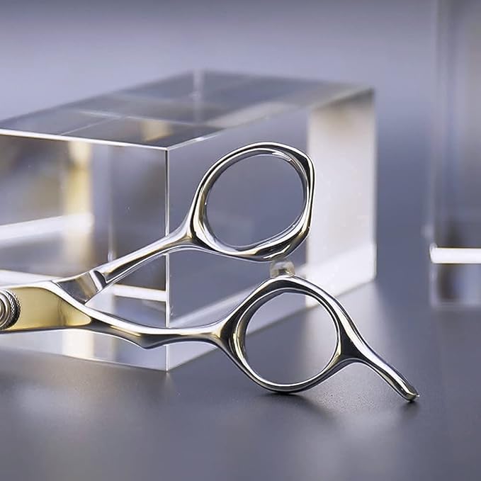 AOLANDUO Hair Scissors Professional Left Handed, VG10 Steel Left Handed Barber Shears, Razor Edge, Offset Ergonomic, Precision Hair Cutting Scissors for Salon & Home, 1 Count, 5.5 Inch