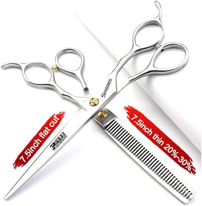 SHARONDS 7.5 Inch Stainless Steel Professional Barber Scissors Hair Thinning Scissors Hairdresser or Home Hairdresser Variant/Hybrid (7.5 inch-2pc)