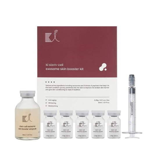 Stem-Cell Exosome Skin Booster Kit Booster Ampoule| Exosome, PDRN, Peptide, Collagen | Rejuvenation, Hydration, Anti-Aging | Korean Skincare 30ml (Solutions 0.01 oz x 5 Vials/Ampoule 1.01 fl.oz)