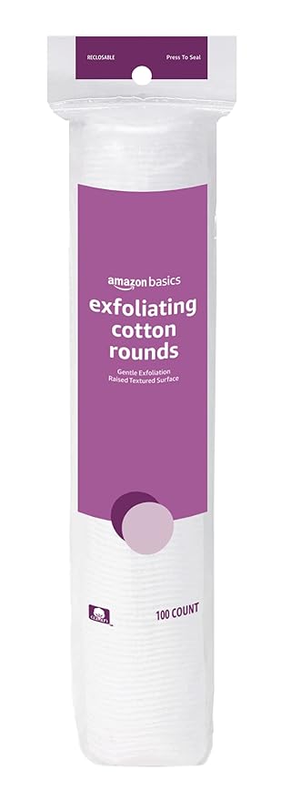 Amazon Basics Exfoliating Cotton Rounds, 100 Count (Pack of 1)