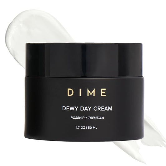 DIME Beauty Dewy Day Cream, Morning Face Moisturizer with Rosehip Oil and Tremella Snow Mushroom, 1.7 oz / 50 ml