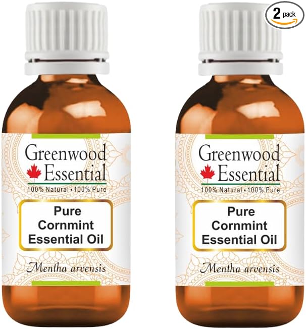 Greenwood Essential Pure Cornmint Essential Oil (Mentha arvensis) Steam Distilled (Pack of Two) 15ml X 2 (1 oz)
