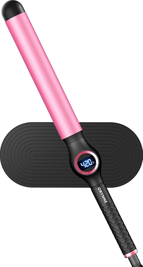 1.25 Inch Curling Wand for Long Hair, Extra Long Barrel Ceramic Hair Wands, 7 Adjustable Heats, 110-240V Dual Voltage Thick Wand Curling Iron, 60 Minutes Auto Shut Off