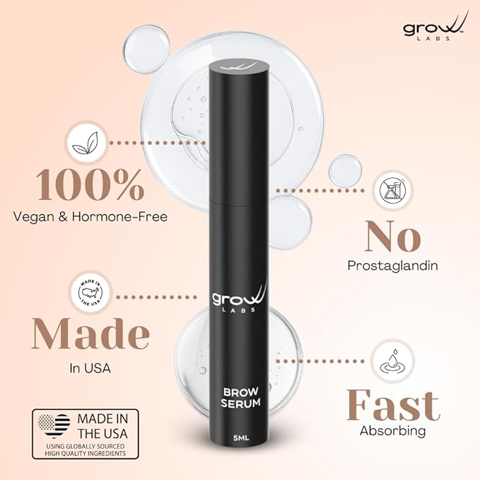Eyebrow Growth Serum – with Biotin & Peptides – Regrow Eyebrow Hair – Nourishing Formula for Thicker, Fuller, Natural-Looking Brows – Vegan, Cruelty-Free – Made in USA – 5 ml