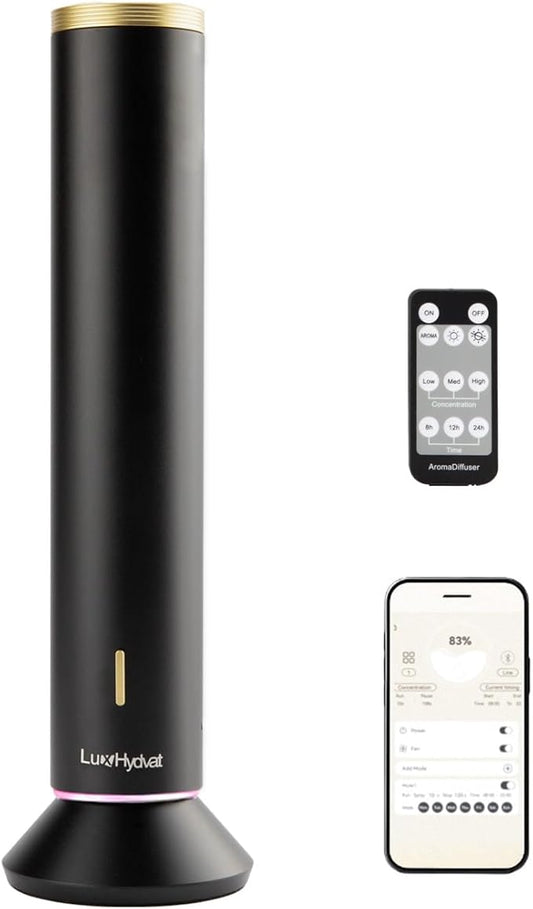 New Upgraded Waterless Scent Oil Nebulizer – Smart App & Remote Control, Covers Up to 4000 Sq Ft, Quiet Aroma Diffuser for Home, Hotel & Office, Up to 20H Runtime, 360° Light & Timer