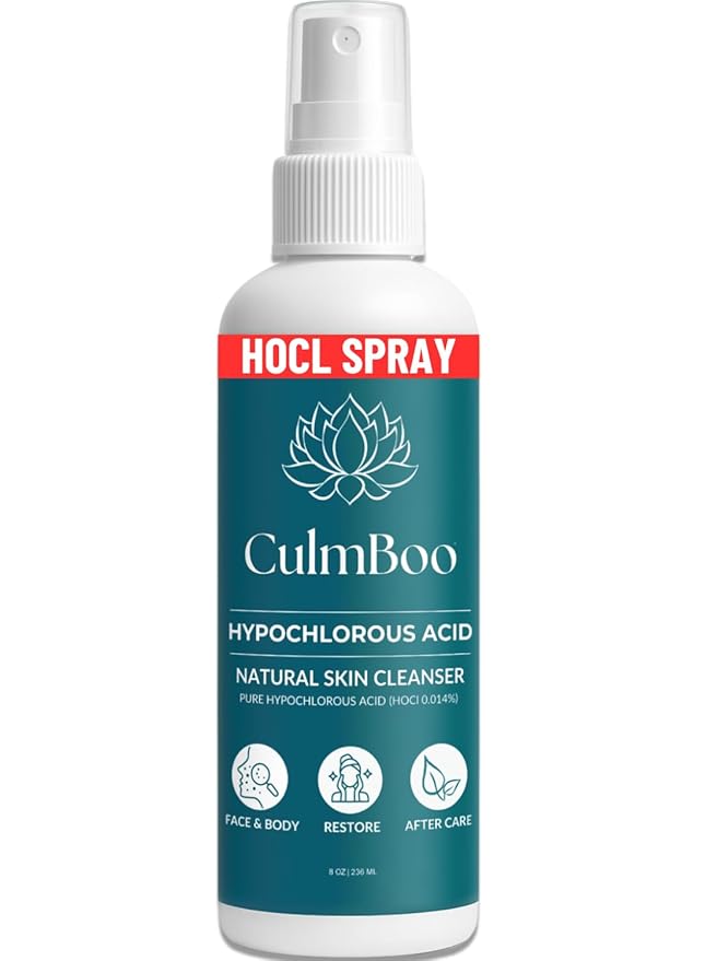 Hypochlorous Acid Spray for Face & Skin - HOCl, Acne Prone Skin, Eczema, Natural Tattoo Aftercare, Piercing Aftercare Spray, Eye Lash Cleanser, Face Mist Toner, Wound Care Cleanser, 8 Fl Oz - Aurabelle