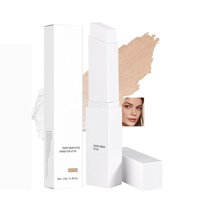 Cover Cream Stick, Korean Portable Color-Changing Foundation Stick, Medium to Full Coverage, Brightening Makeup Base for a Smooth Hydrating Flawless Look, SoftBrush,#3 Natural