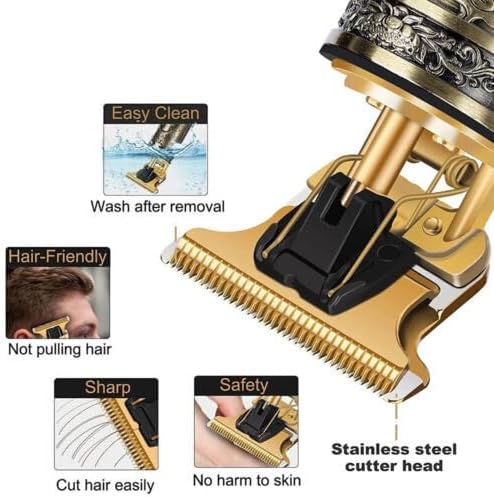 Professional Hair Clippers for Men Cordless, T-Blade & Copper Motor, Rechargeable Beard Trimmer with 3 Guards for Barber-Level Haircut & Trimming
